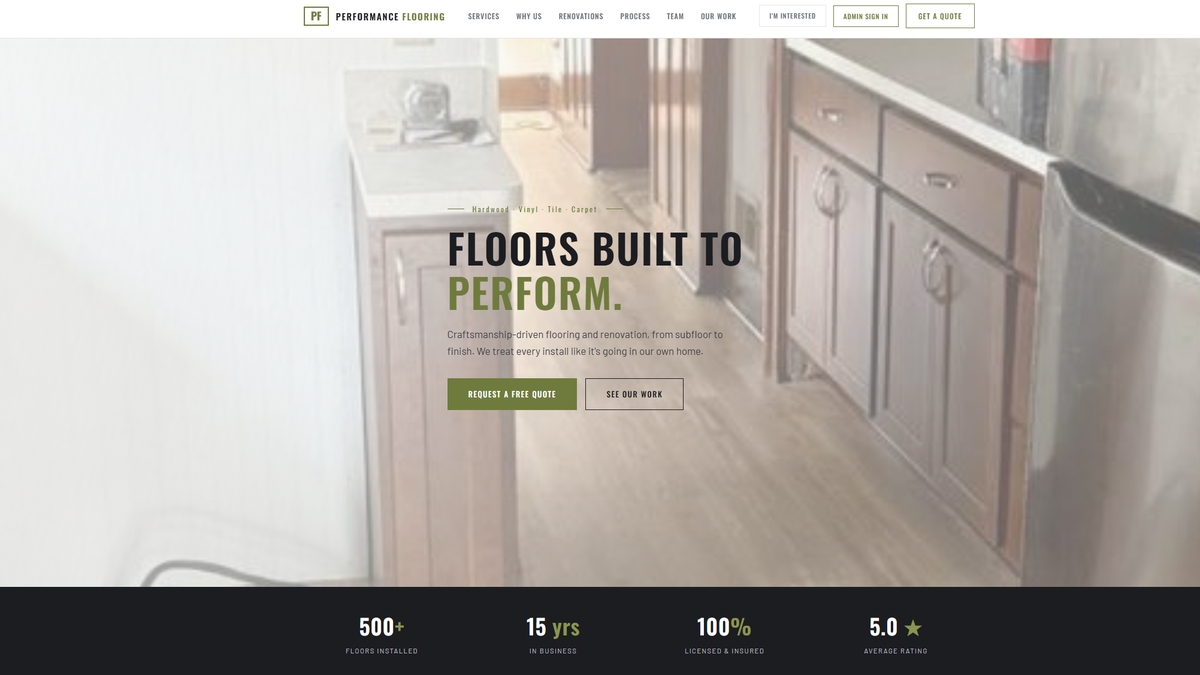 Performance Flooring Ohio website thumbnail